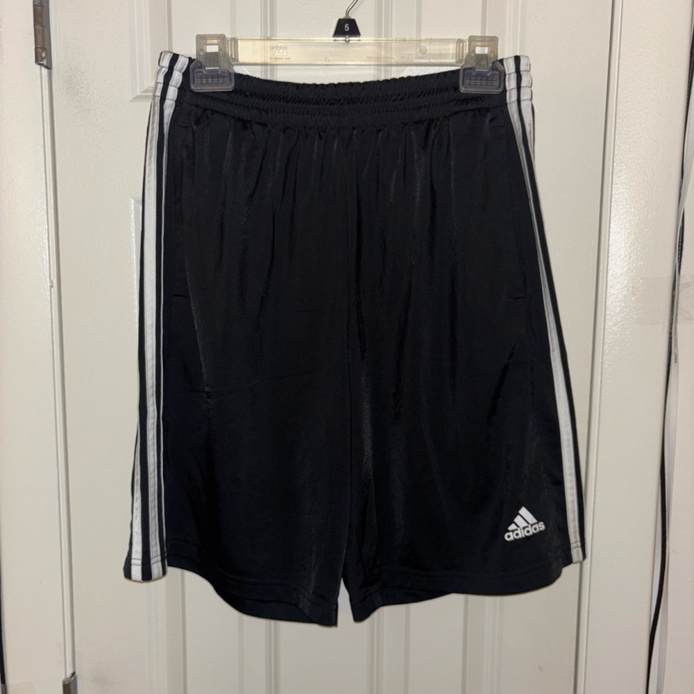 Adidas Men's Black and White Athletic Shorts